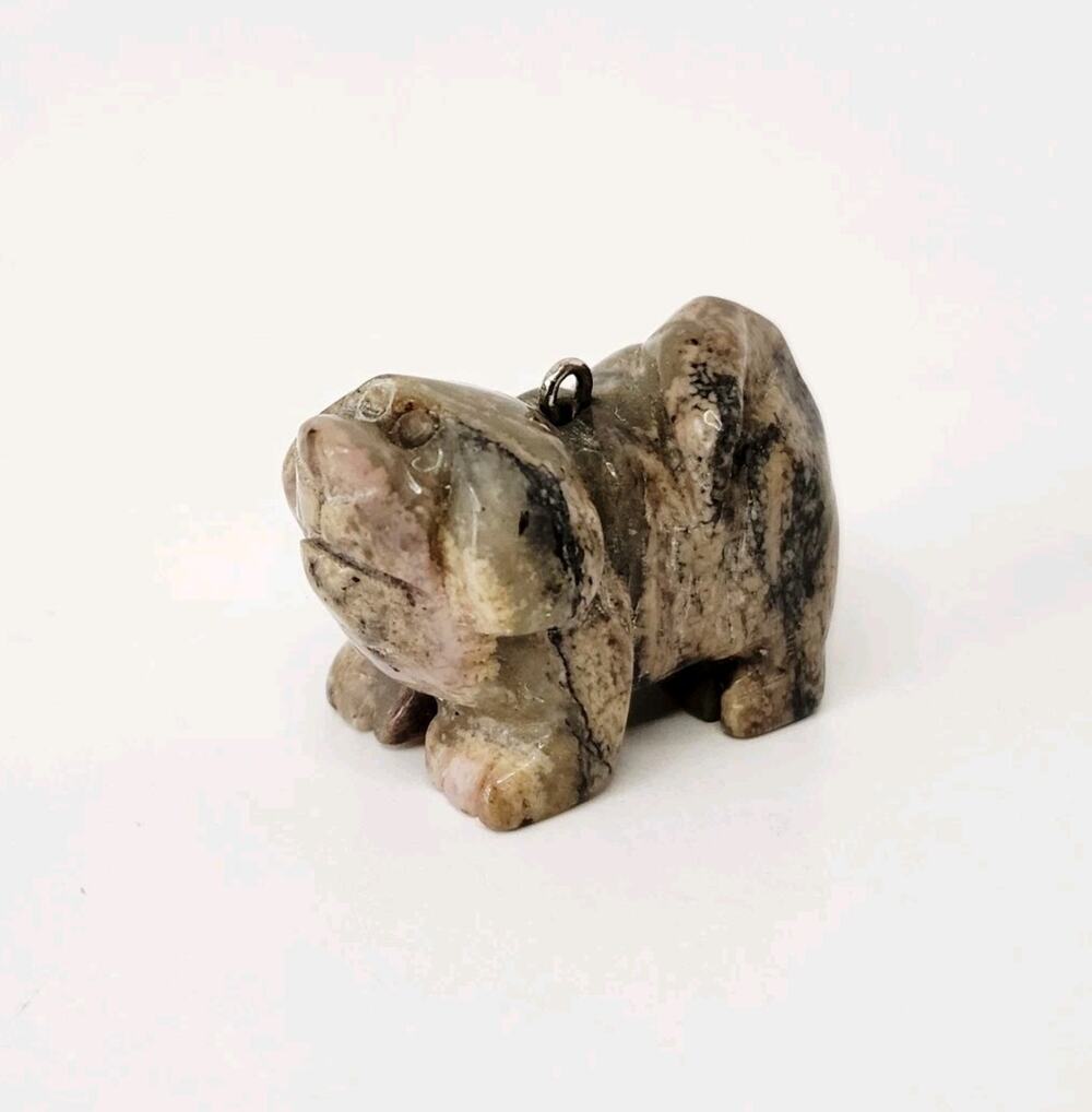 Miniature Carved Soapstone Dog Pendant / Charm